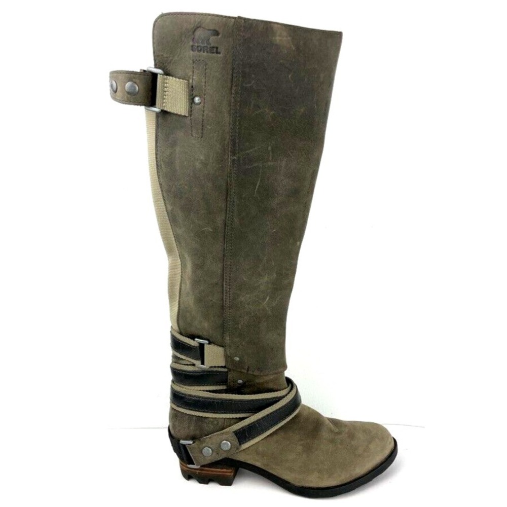 Sorel Lolla Women's Size US 6.5 Green Waterproof Tall Leather Boots NWOB
